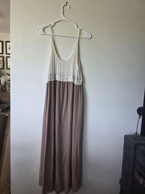 Wilfred Two-Tone Maxi Dress in Cream and Taupe